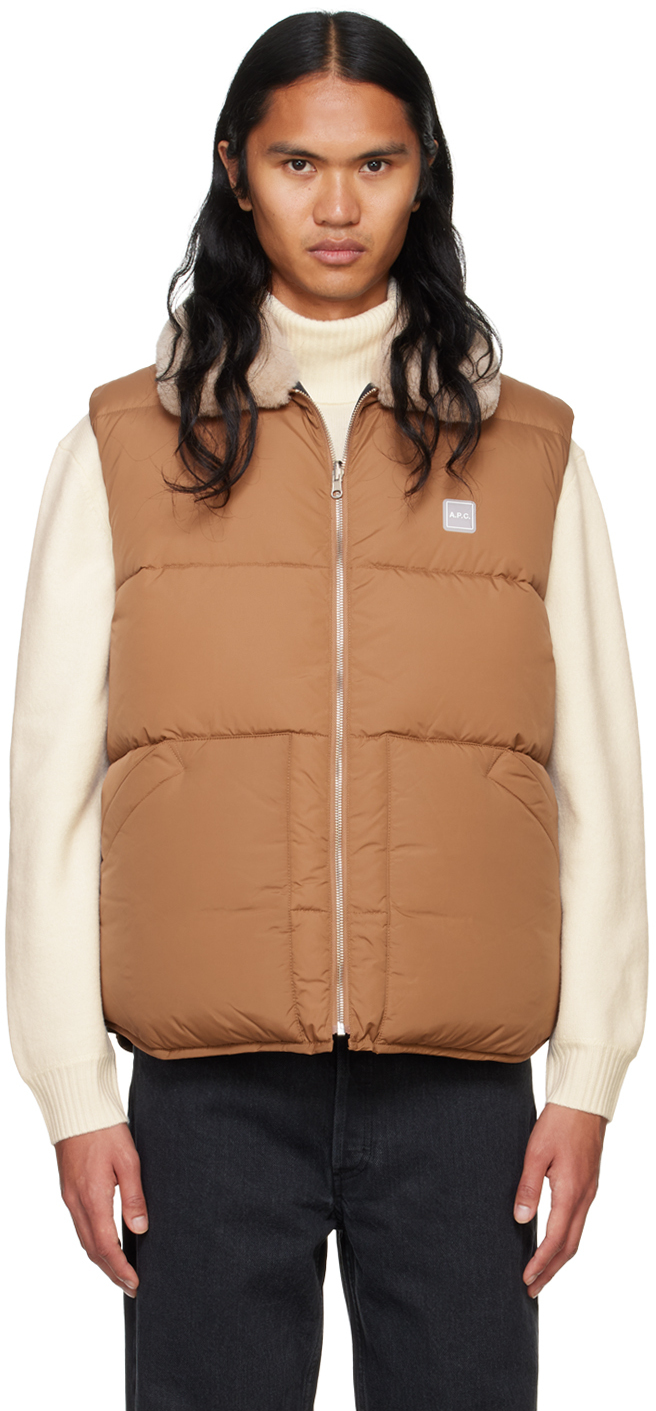 APC TAN & BLACK TEDDY REVERSIBLE PUFFER VEST