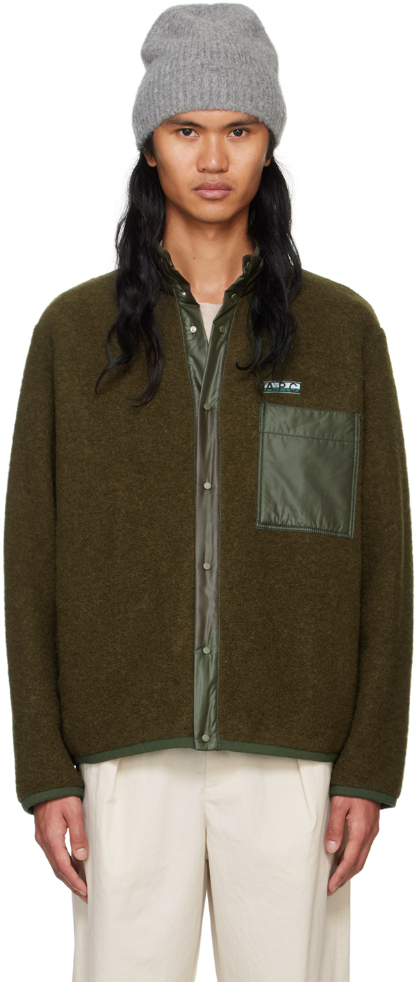 A.P.C｜JACKETS ( EWAN SNAP FLEECE JACKET (WVBCA M02855 D A.P.C. Ewan Wool Fleece Jacket Military Khaki | END. (GB)