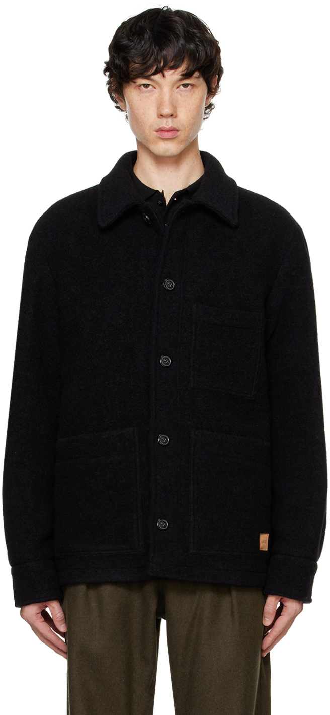 Shop Apc Black Emile Patch Jacket In Lzz Black