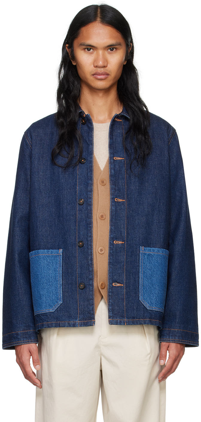 Shop Apc Blue Anthonin Denim Jacket In Ial Washed Indigo