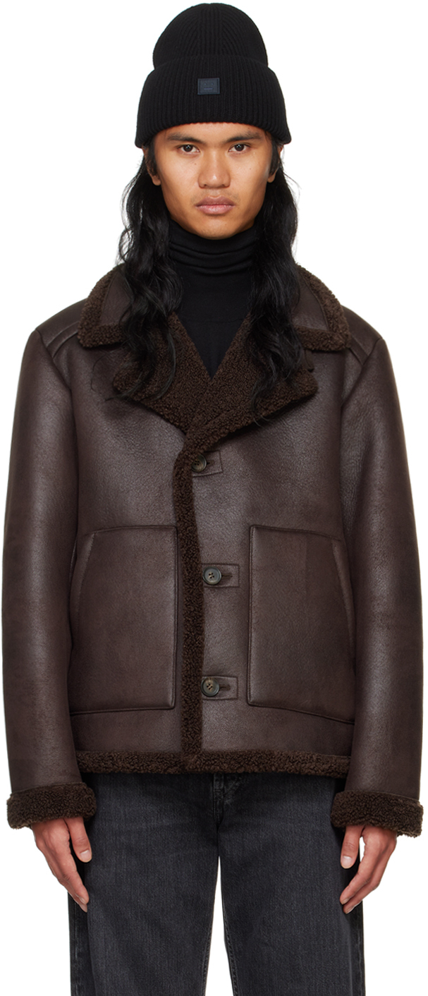 Shop Apc Brown Finn Faux-shearling Jacket In Cae Dark Brown