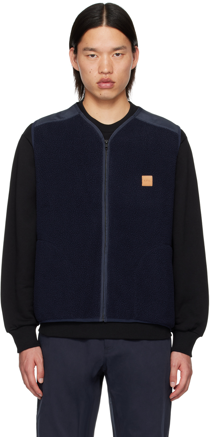 Shop Apc Navy Nate Vest In Iak Dark Navy