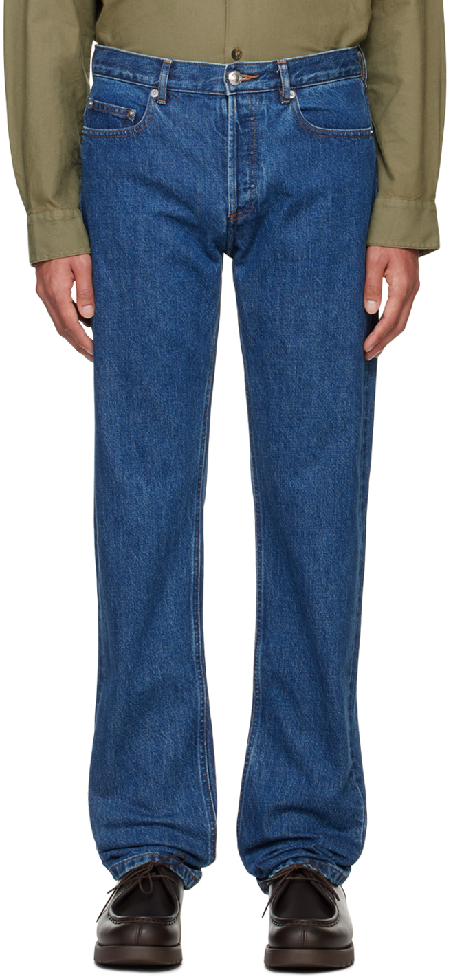 Shop Apc Blue New Standard Jeans In Ial Washed Indigo