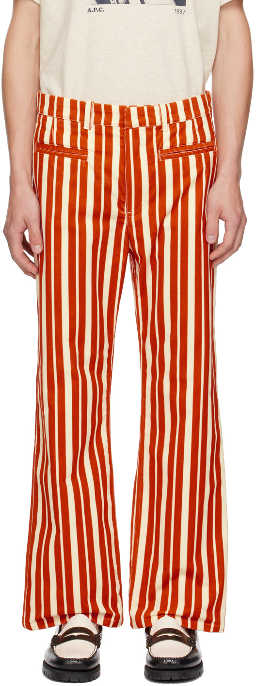 A. P.C. Orange & Off-White Tame Impala Edition Striped Trousers