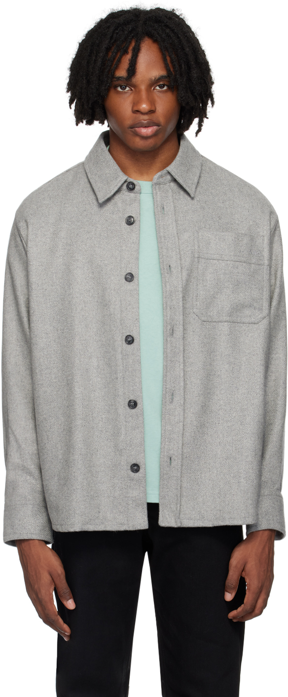 Apc Gray Basile Shirt In Plb Heathered Light