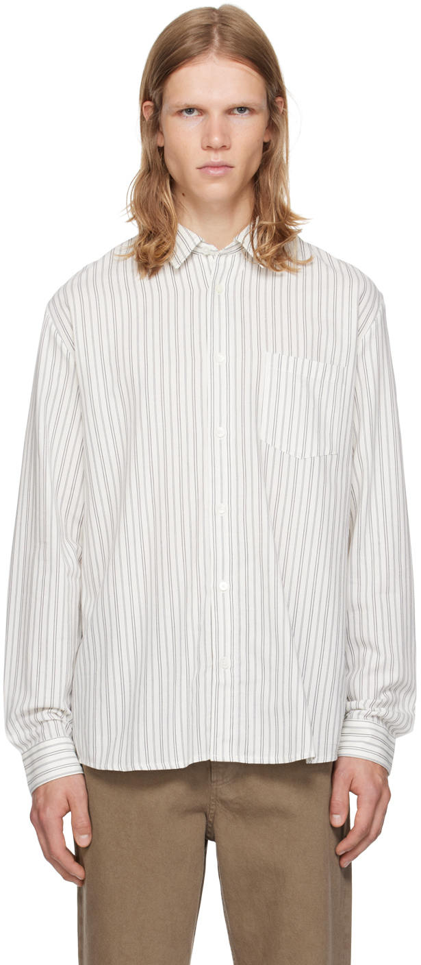 A. P.C. White & Navy Clement Shirt