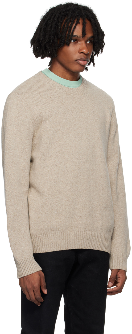 Shop Apc Beige Lucien Sweater In Aae Mastic