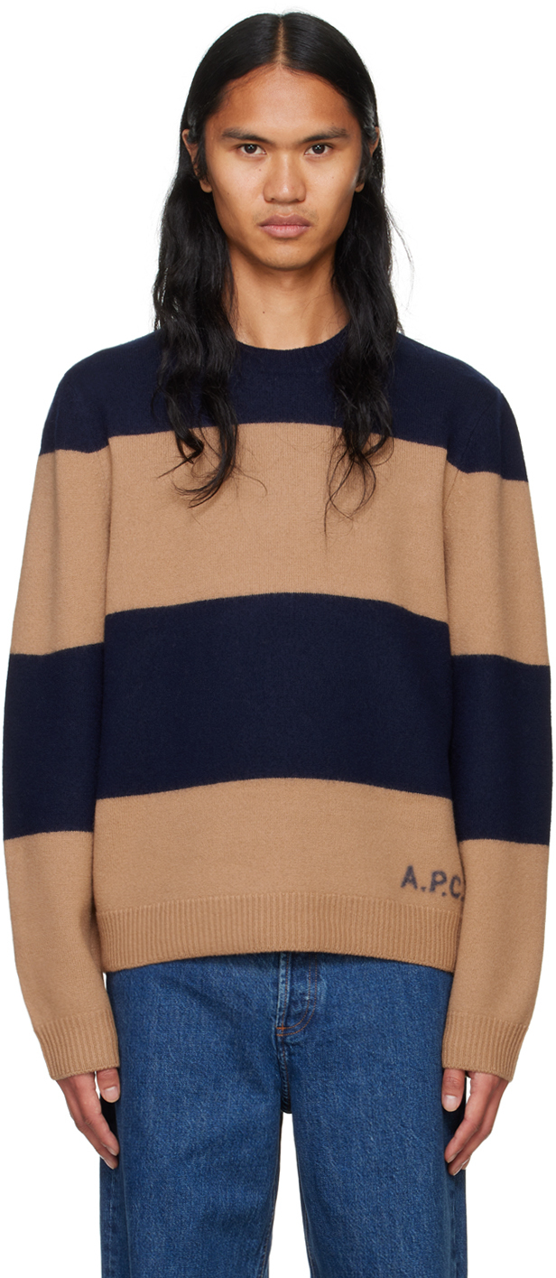 A.P.C. Navy Tan Edward Sweater