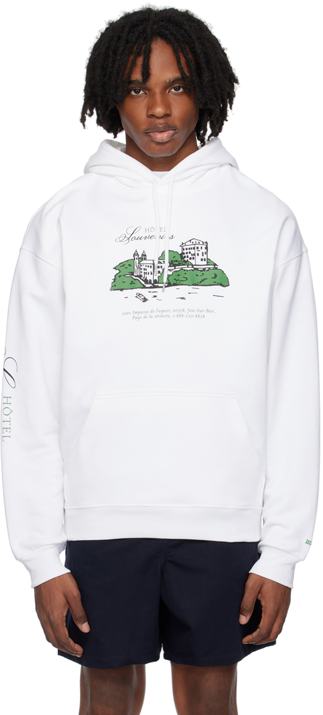 Shop Apc White Jjjjound Edition 'hôtel Souvenirs' Hoodie In Aab White