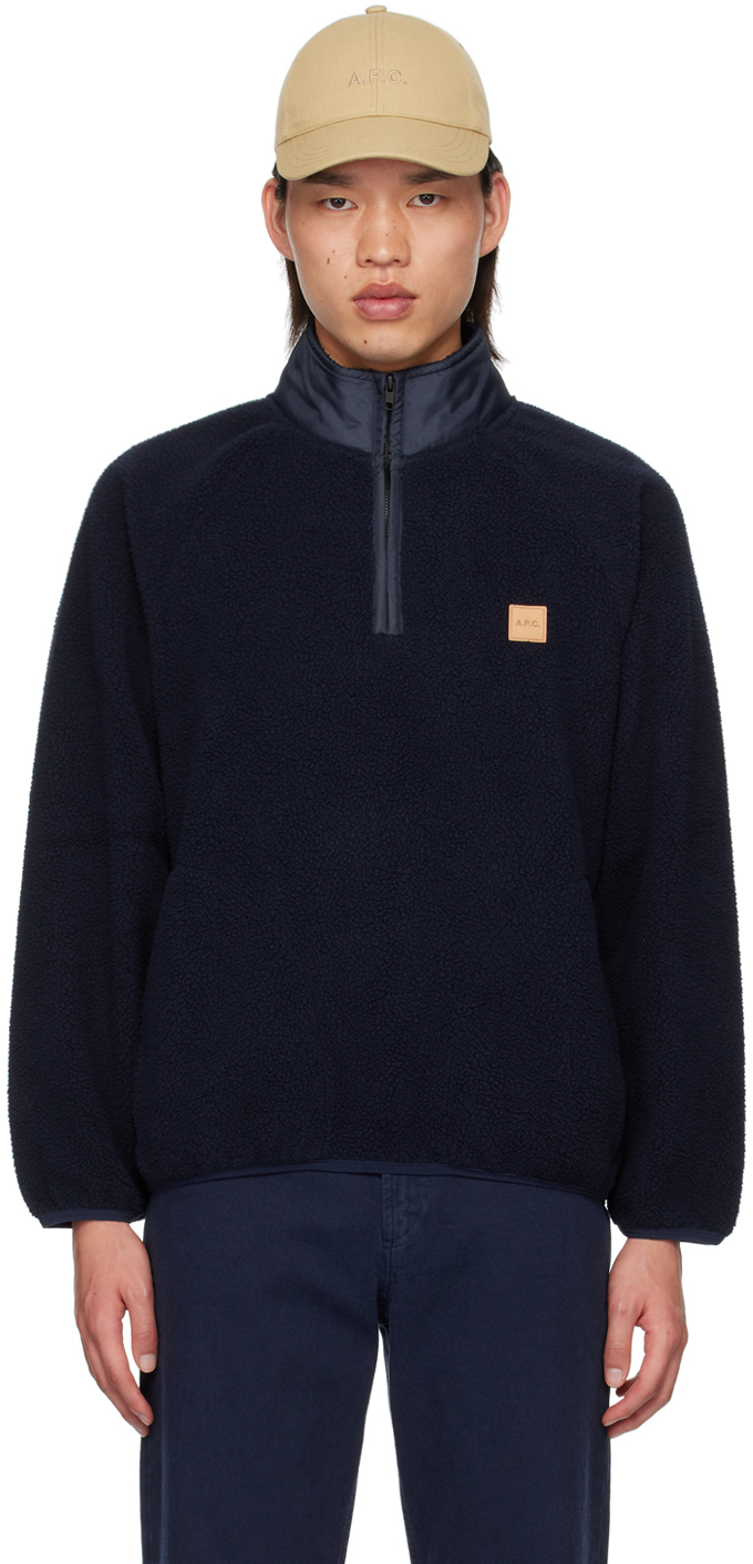 Shop Apc Navy Island Sweatshirt In Iak Dark Navy