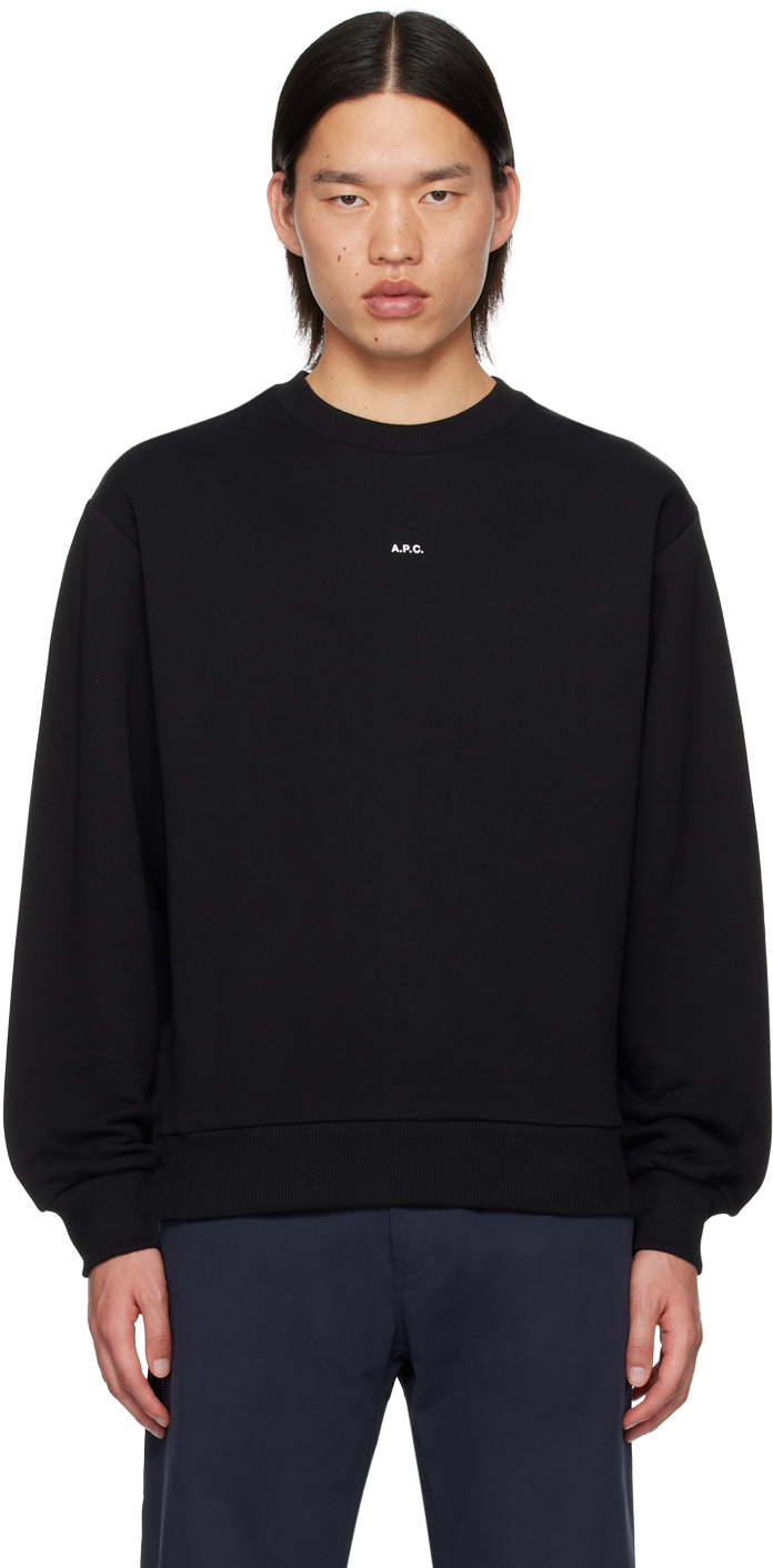 A. P.C. Black Boxy Printed Micro Logo Sweatshirt