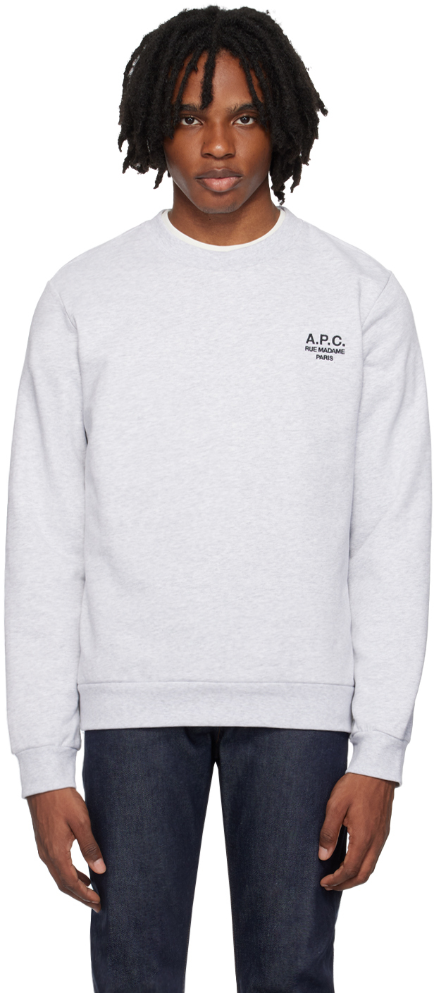 Apc Gray Item Sweatshirt In Gris Chine / Noir