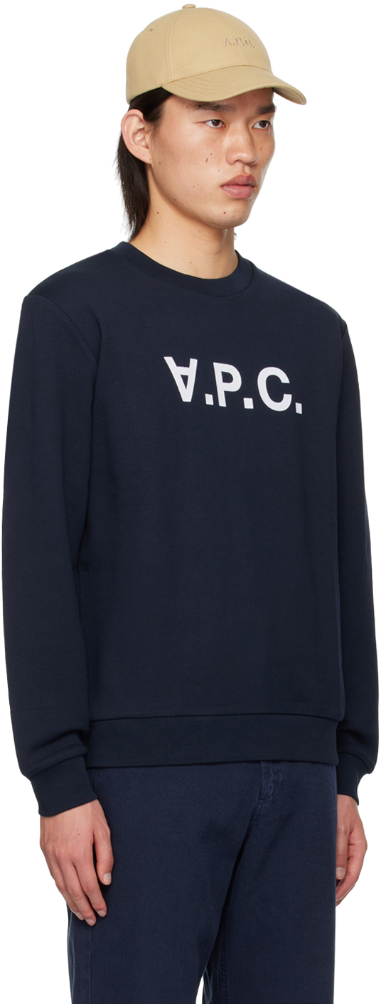 Apc V.p.c. Logo-print Organic-cotton T-shirt In Tiq Dark Navy/ecru