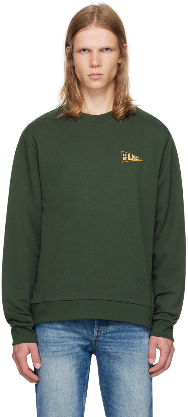 A. P.C. Green Logo-Printed Sweatshirt