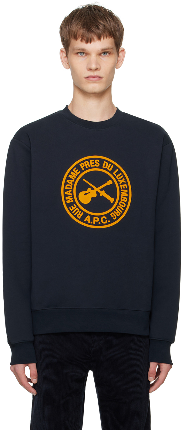 A. P.C. Navy Boxy Guitare Poignard Sweatshirt