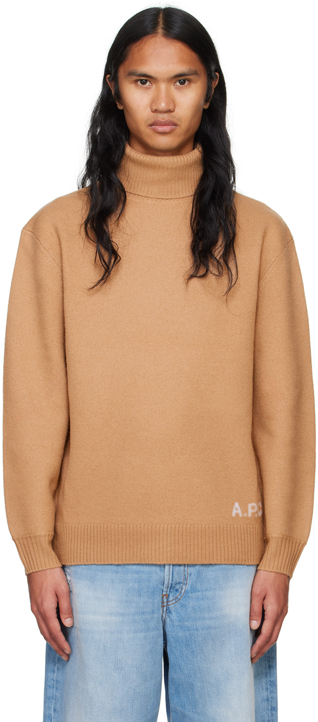 Shop Apc Tan Walter Turtleneck In Cab Camel