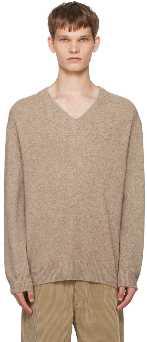 Apc A. P.c. Dany V Neck Sweater In Mastic Chine