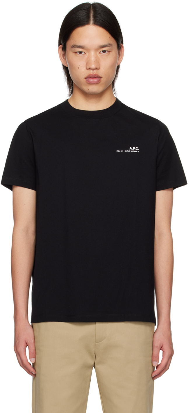 Shop Apc Black Printed Logo T-shirt In Noir/blanc