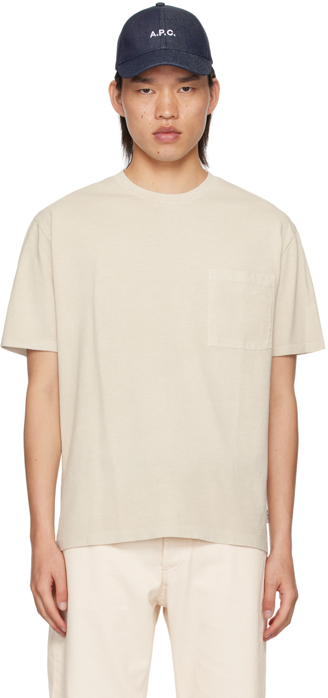 Shop Apc Off-white Boxy Tab T-shirt In Aae Mastic