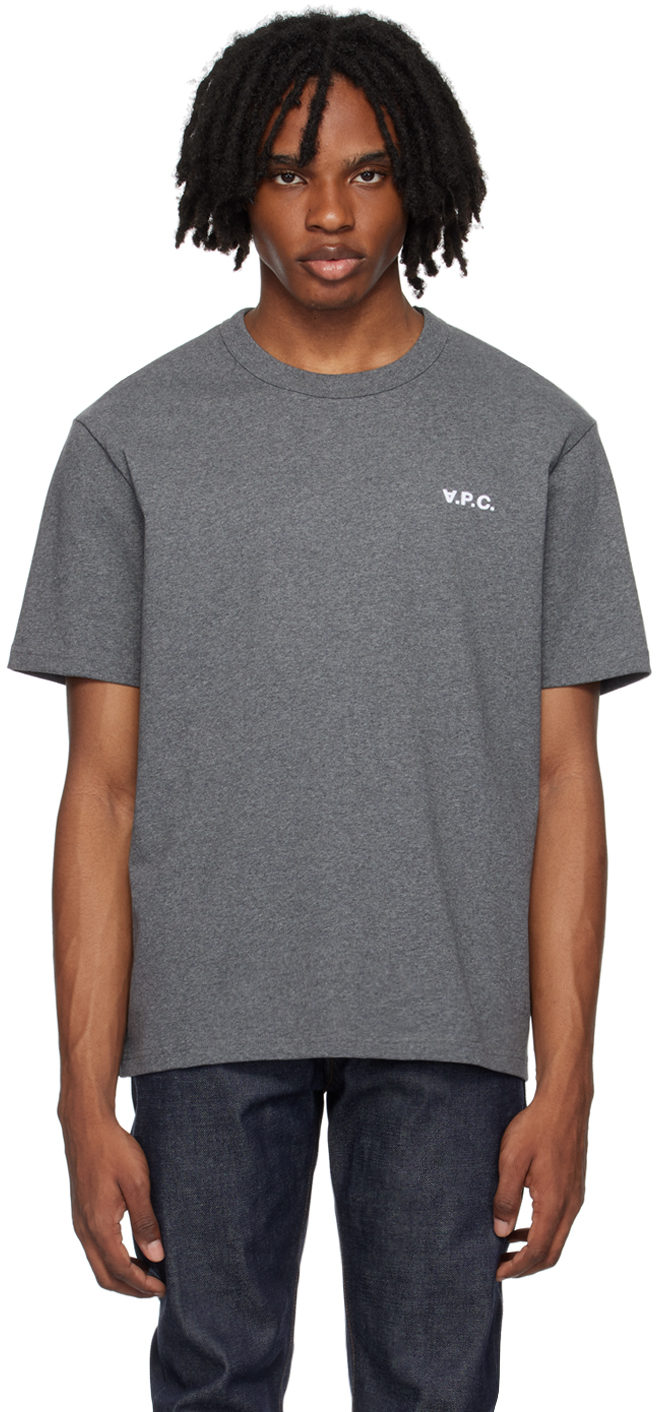 Apc Gray Flocked T-shirt In Anthracite Chine /