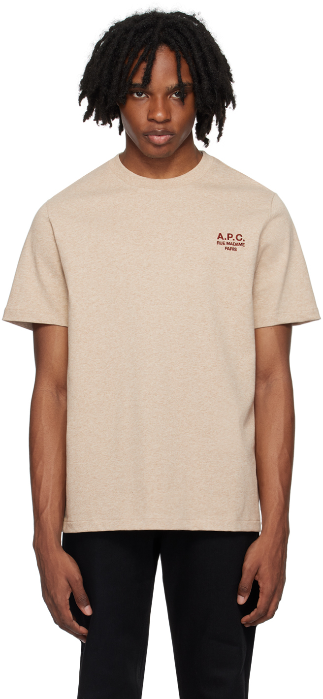 Shop Apc Beige Raymond T-shirt In Beige Chine / Briqu