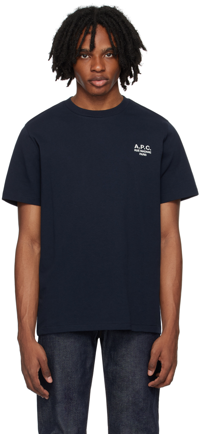 Apc Navy Raymond T-shirt In Tiq Dark Navy/ecru