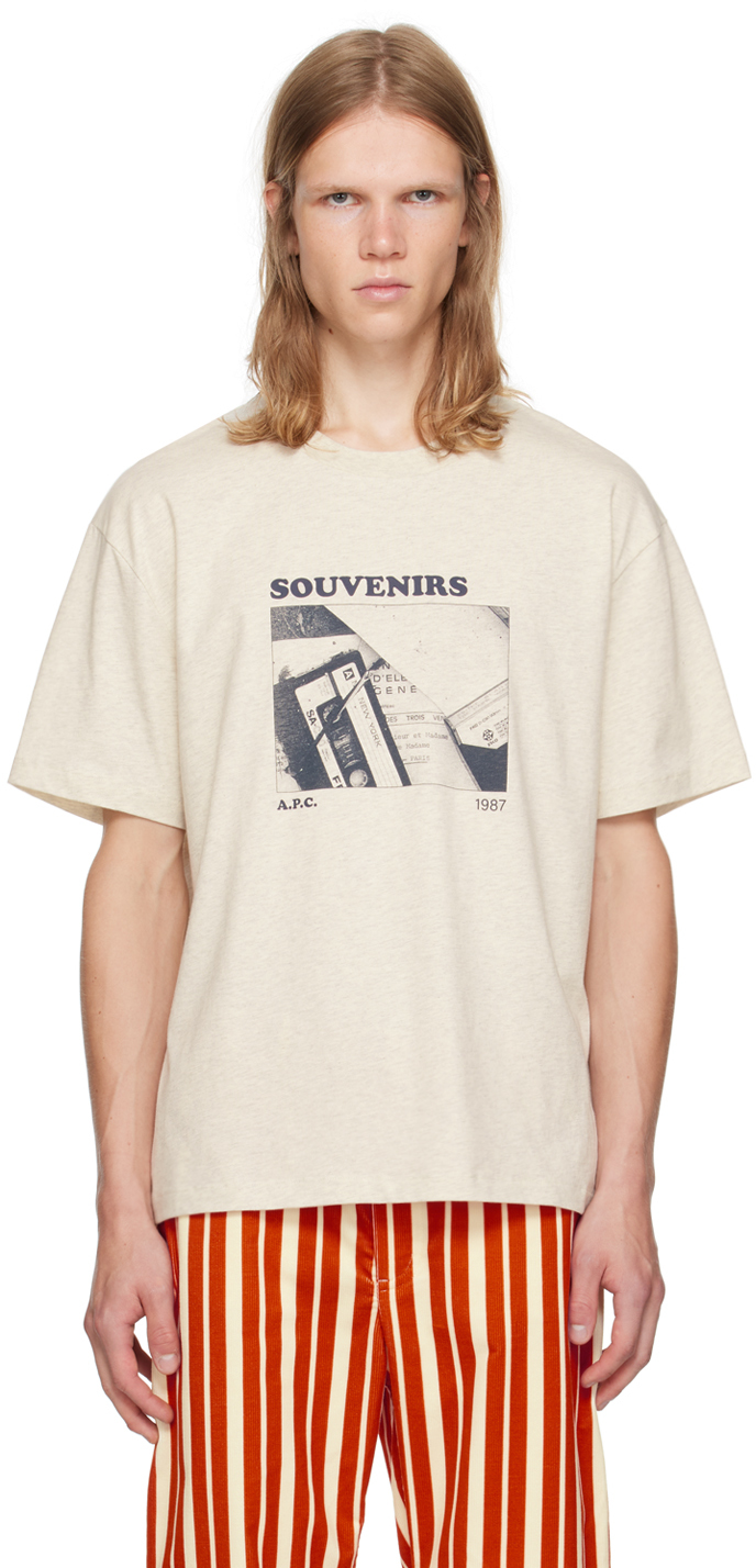 Shop Apc Off-white 'souvenirs' T-shirt In Paa Heathered Ecru