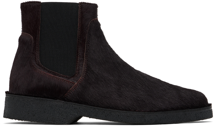 A. P.C. Burgundy Theodore Ankle Boots