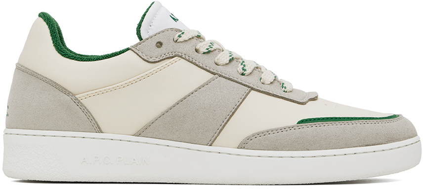 Shop Apc White & Gray Plain Sneakers In Tal Off White/green