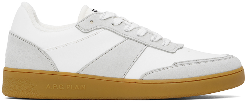 Shop Apc White & Gray Plain Sneakers In Caf Caramel