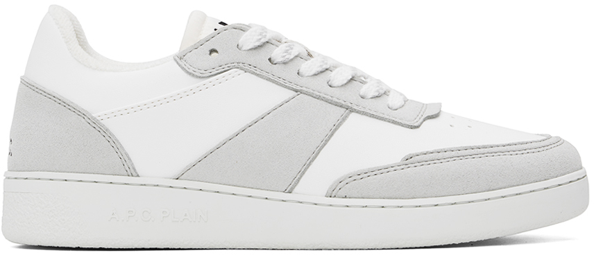 White & Gray Plain Sneakers by A.P.C. on Sale