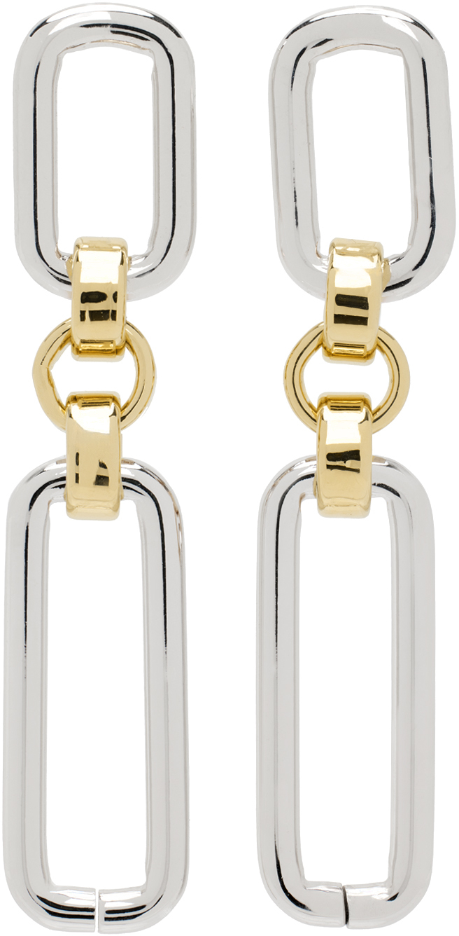 Silver & Gold Two Tone Stanza Earrings