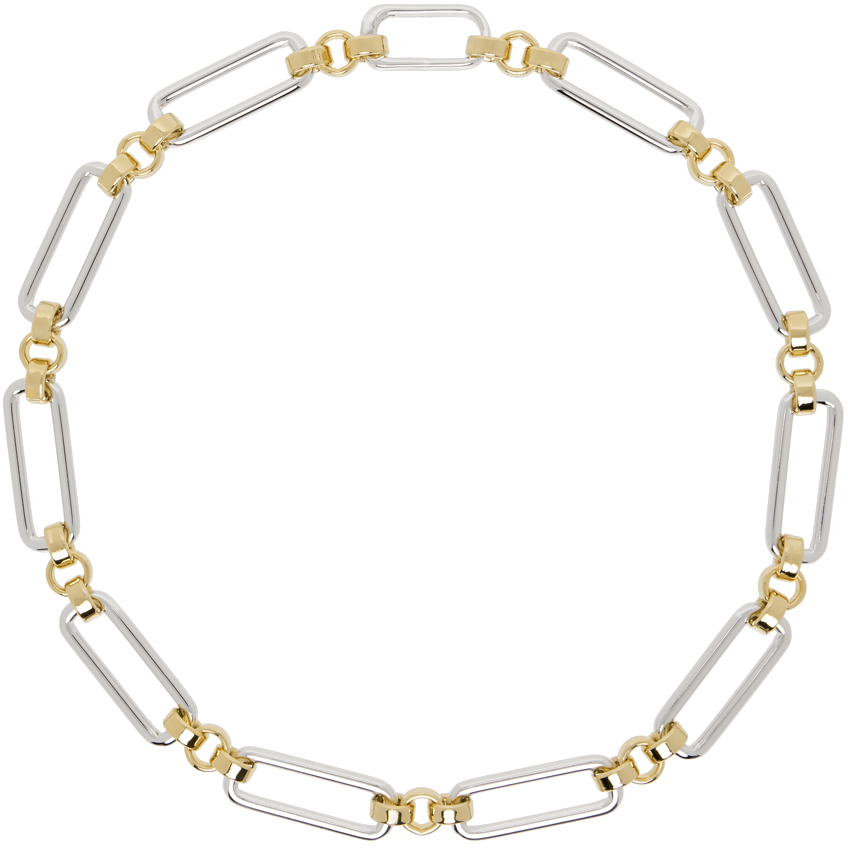 Silver 
Gold Two Tone Stanza Necklace