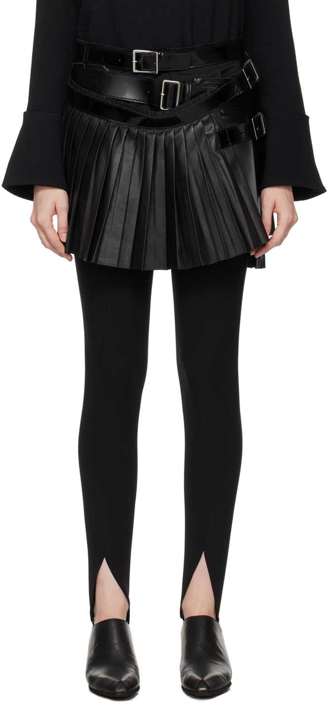 Shop Junya Watanabe Black Layered Miniskirt In 1 Black/black