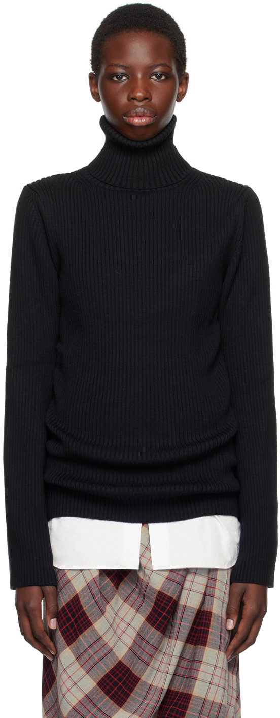 Black Vented Cuff Turtleneck