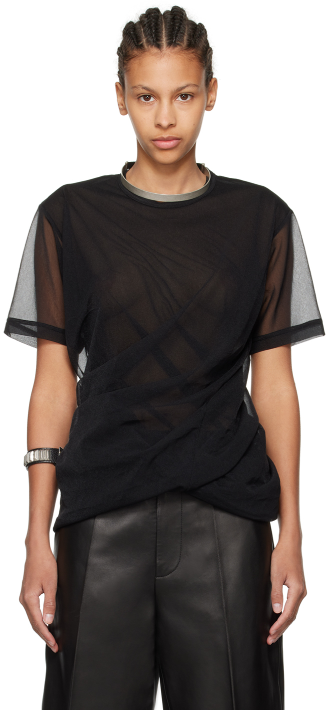 Black Draped T-Shirt by Junya Watanabe on Sale