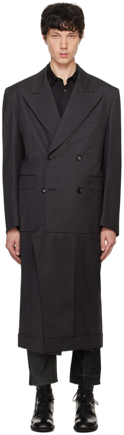 JUNYA WATANABE ウール コート Junya Watanabeのグレー ウール ストライプ コートがセール中