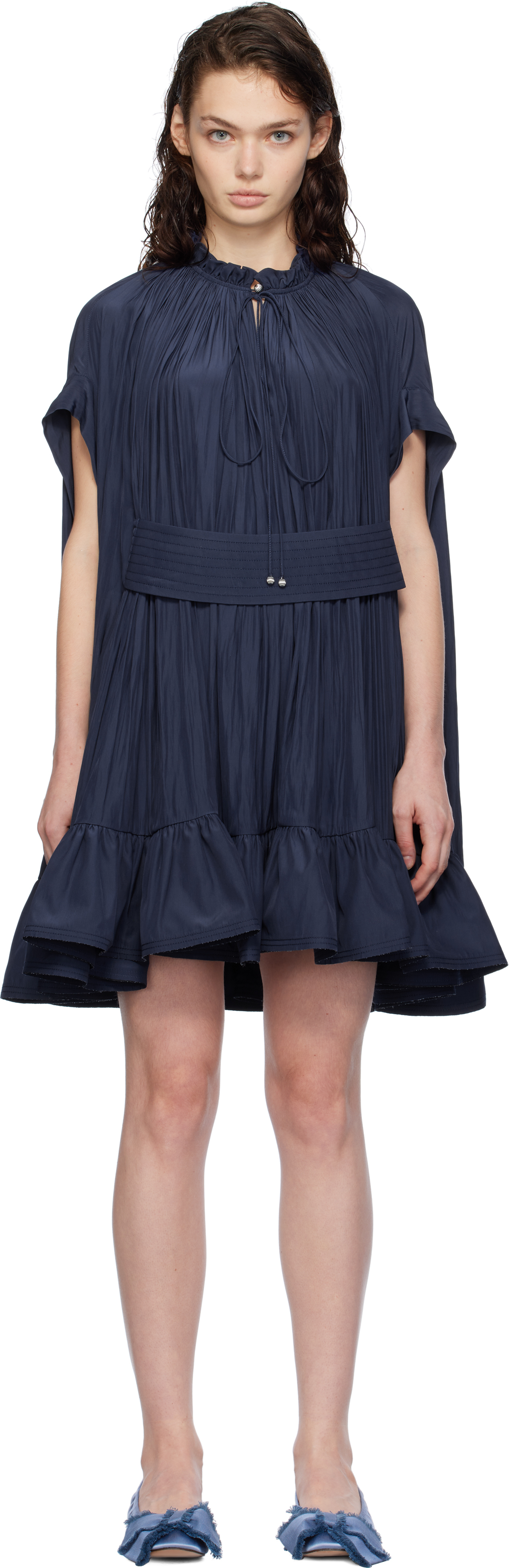 Navy Short Charmeuse Minidress