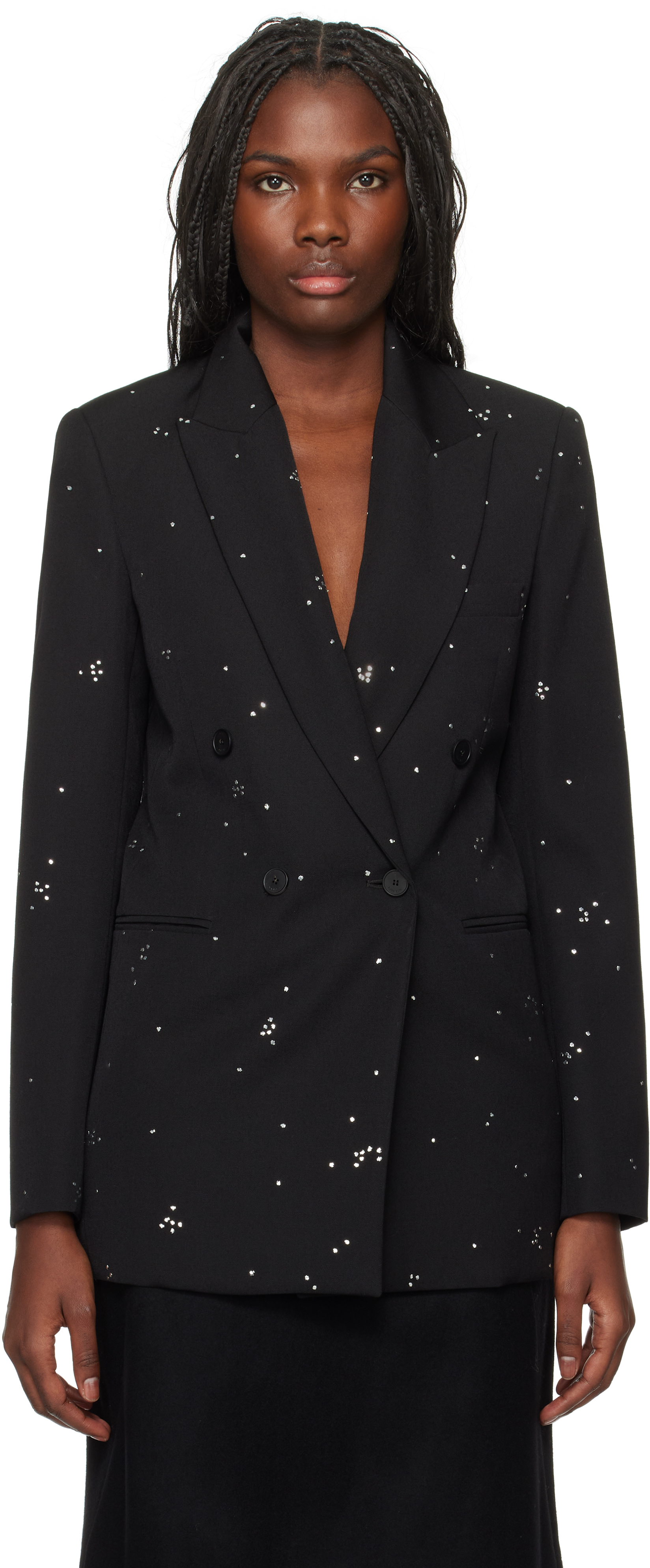 Black Embroidered Blazer by Lanvin on Sale