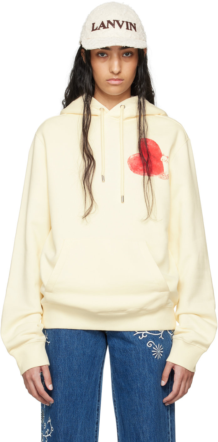 Shop Lanvin Yellow Qixi Hoodie In 021 Cream