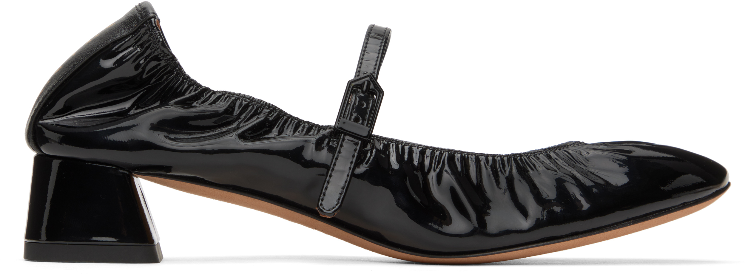 Black Heeled Mary Jane Ballerina Flats