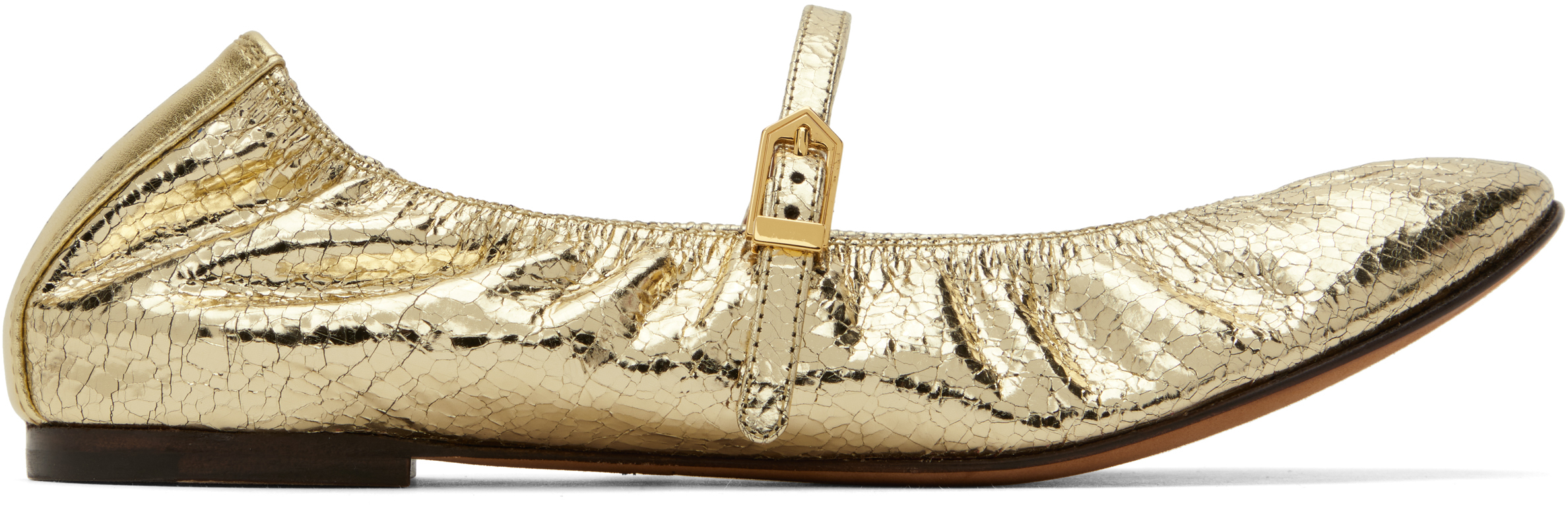 Gold Mary Jane Ballerina Flats