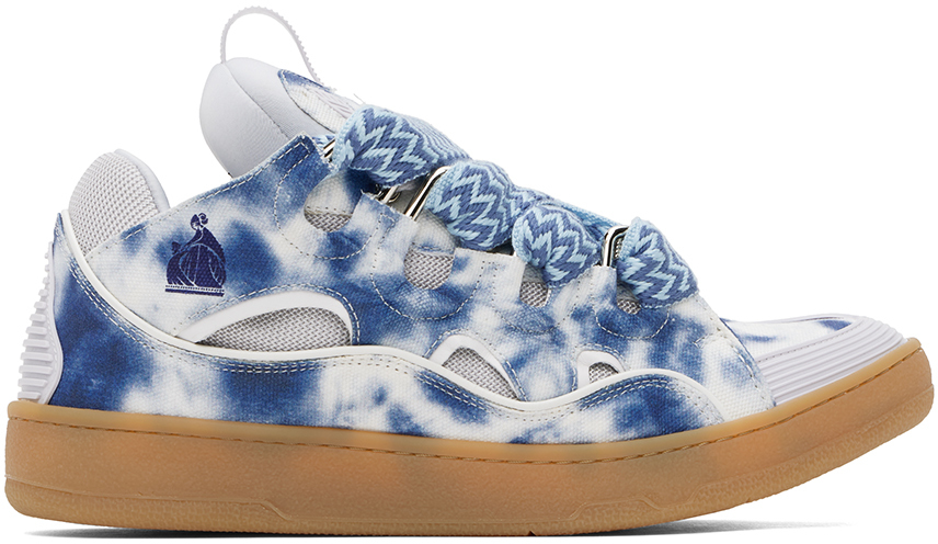 Shop Lanvin Ssense Exclusive Blue Curb Washed Denim Sneakers In Blue Td