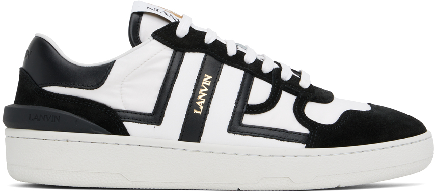 Shop Lanvin White & Black Clay Mesh Sneakers In 0110 Op Wht/blk