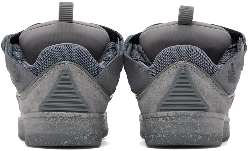 LANVIN GRAY LEATHER CURB SNEAKERS 