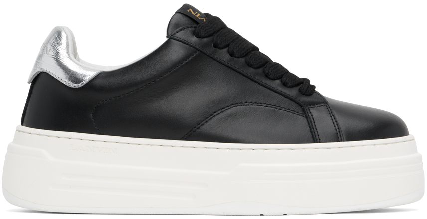LANVINランバンDDB0 Platform Sneakersスニーカー Black & Silver DDB0 Leather Platform Sneakers by Lanvin on Sale