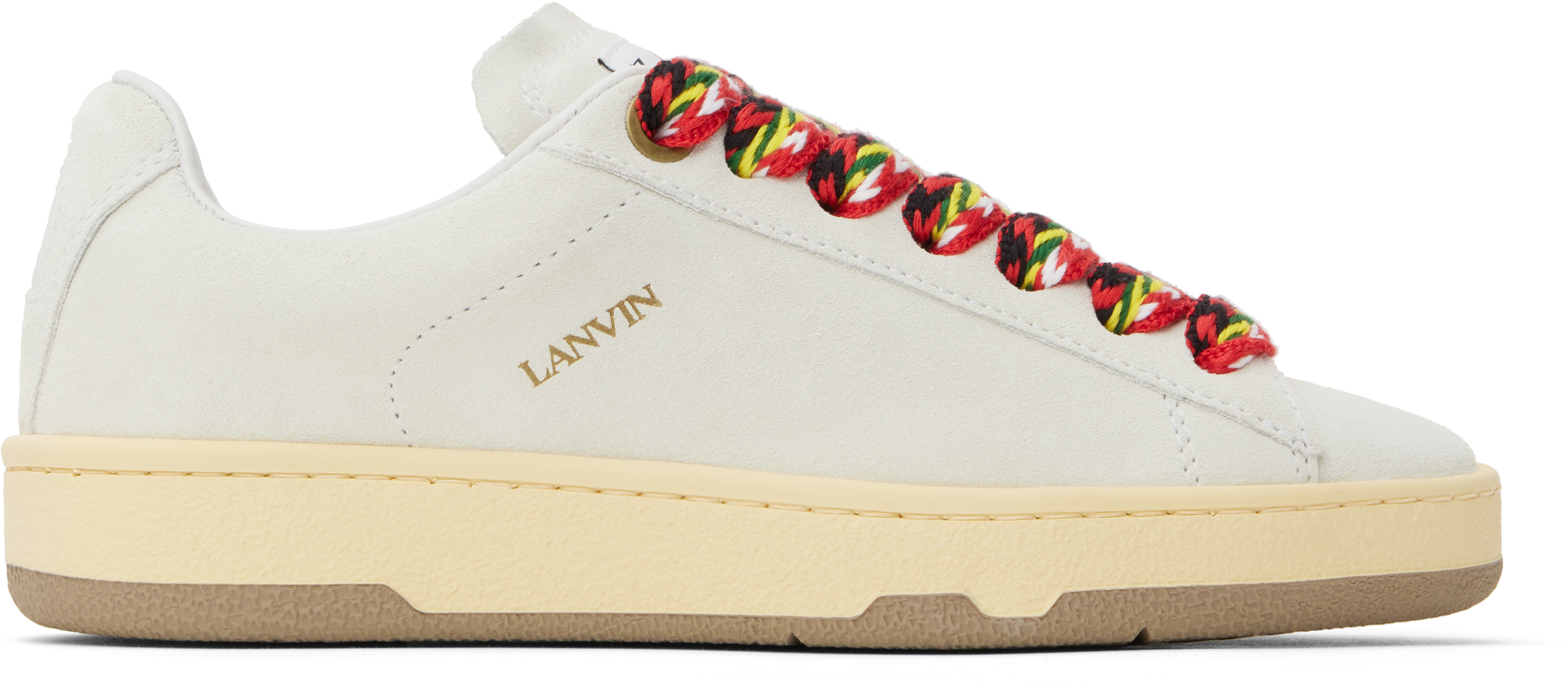 Shop Lanvin Off-white Suede Curb Lite Sneakers In 00 White