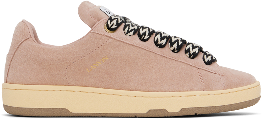 Shop Lanvin Pink Suede Curb Lite Sneakers In 51 Pale Pnk