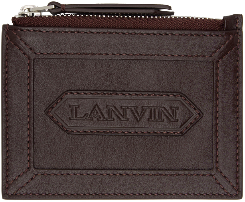 Shop Lanvin バーガンディ ジップカードケース In 39 Burgundy