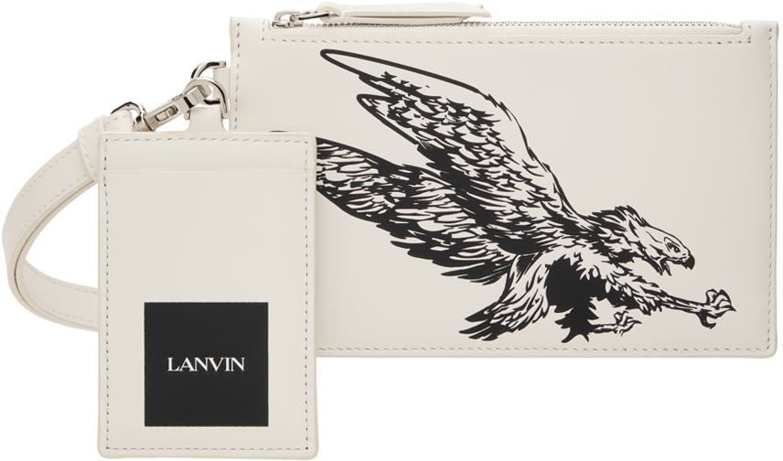 Shop Lanvin Futureエディション ホワイト イーグルプリント ポーチ In 0741 White Mustang/b